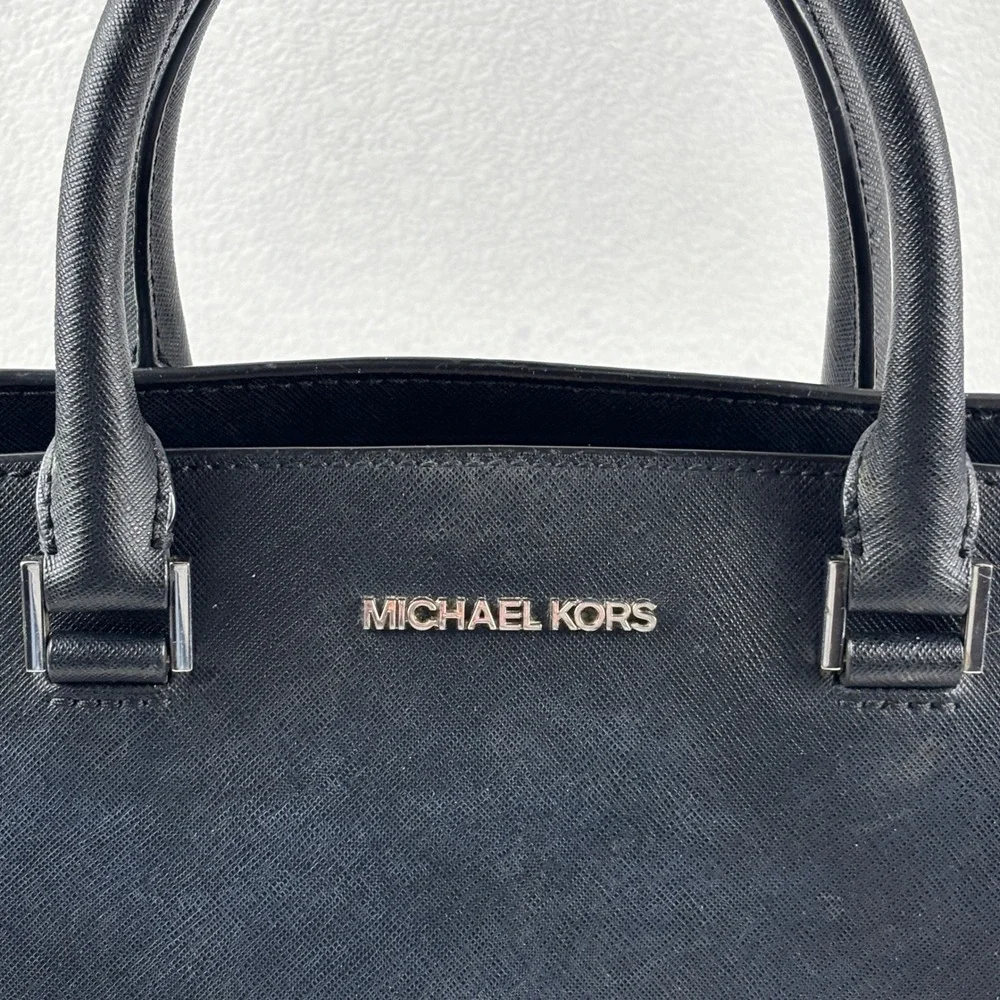 Michael‎ Kors Satchel Womens Medium Black Saffiano Monogram Handbag